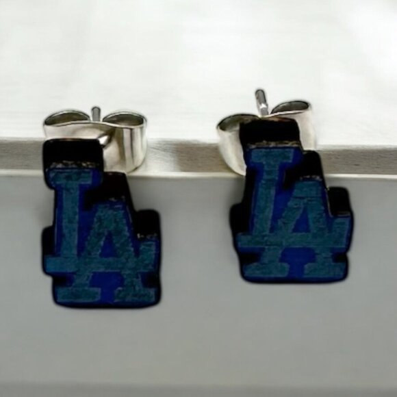 LA Dodgers Earrings | Wood Laser Engraved - Picture 3 of 3